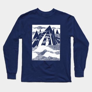 Mountain landscape - Chalkboard style, outdoors, adventure Long Sleeve T-Shirt